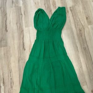 Emerald Green Plunge Neck Maxi Dress for Cocktail